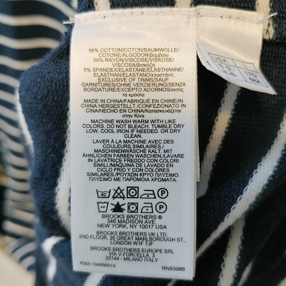 Brooks Brothers Cowl Neck Striped Cotton Blend Pullover Midi Dress Sz L - Picture 8 of 9